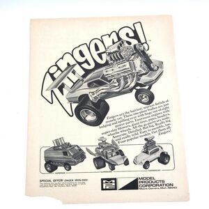 Vintage‎ MPC Zingers Rat Fink Style Hot Rod Model Kits Print Ad 09/70 Car Craft